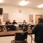 Paul Kelley addressing the Whitefield Select Board about the Town becoming a secondary designee to operate the dam and it's water control structures in the event of an emergency. The board voted NO. Photograph by George Fergusson 15 April 2014